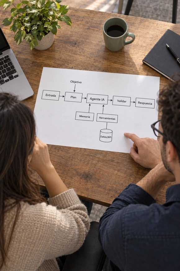 A team defining tasks and review steps for an AI agent.
