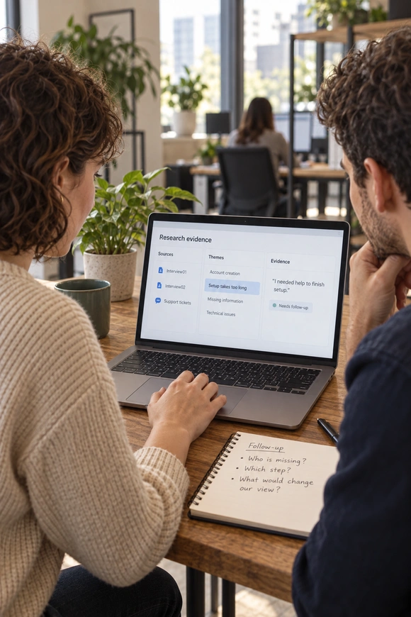 Two professionals reviewing user information.